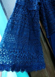 Navy Blue Lace/Crochet Lace Top