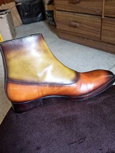 NEW Genuine Leather Monk Boots Chelsea Patina