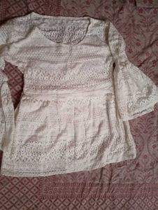 White Lace Peplum Top