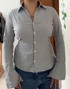 Y2k Stripped Grey Shirt