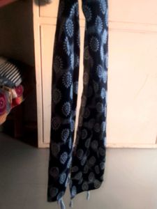 Elegant Black Printed Scarf with Tassels