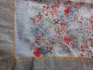 Satin Silk Saree With Border And Stone Work