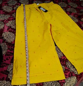 Yellow Patterned Wide Leg Pants