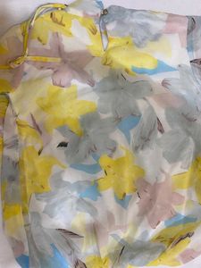 Floral Chiffon Blouse with Pearls