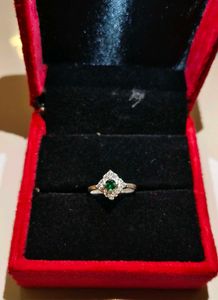 Emerald Accent Ring pure silver 💍#fixed pr