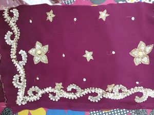 Heavy Wine Zari Work Saree With Blouse