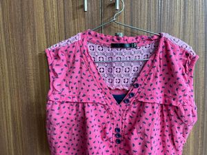 Pink Sleeveless Button-Down Top