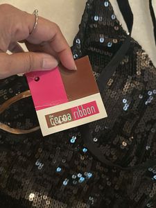 Sparkling Black Sequin Halter Top
