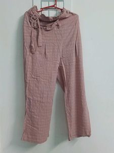 Pink Plaid Wide Leg Pants