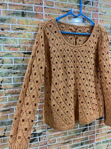 orange crochet top