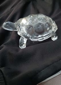 Vintage Clear Glass Turtle Figurine