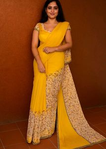 Yellow Printed Saree
