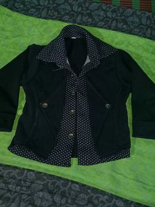 Blue Jacket with Polka Dot Accents