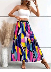 Women Printed Flared Multicolor Skirt