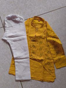 Yellow Geometric Print Kurta Set