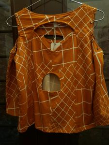 Yellow Off Shoulder Cut Out Crop Top