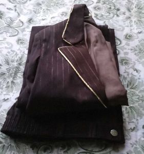 Striped Blazer with Gold Trim