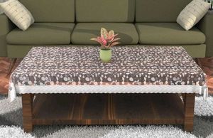 Floral Leaves Coffee Brown Beige Table Cover
