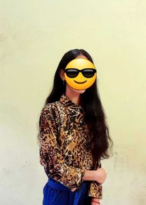 Animal Print Mock Neck Top