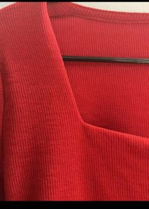 ❌️SALE❌️ Red Square Neck Fitted Top