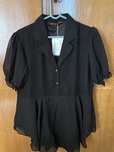Combo - Black And Multi-Color Peplum Top