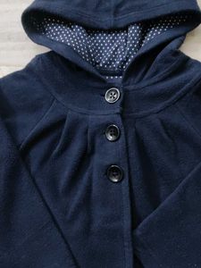 Cute Navy Blue Hooded Jacket