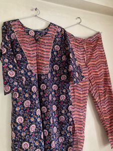 Black Multicolour Kurta Set With Duppata