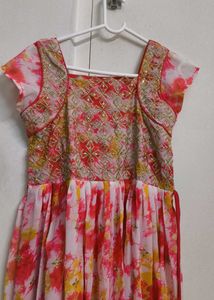 Tie-Dye Embellished Long Frock
