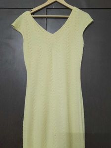 Yellow Knit Ruffle Hem Dress
