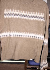Beige Ribbed Knit Sweater