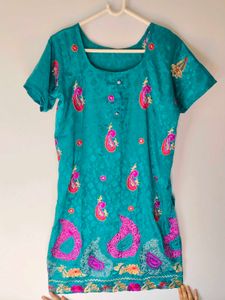 Teal Paisley Embroidered Dress