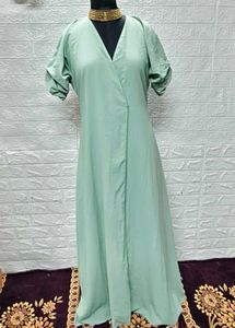 Sea Green Long Maxi Gown With High Slit