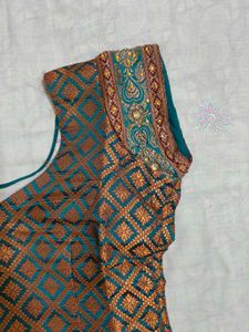 Teal &amp; Red Lehenga Set