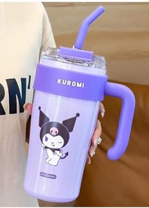 Kuromi Tumbler with Handle & Straw - Purple