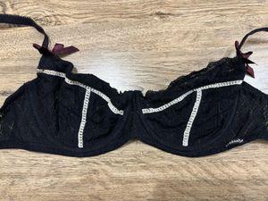 Athena Black Lace Push-up Bra with Bow Detail.