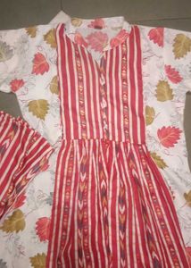Striped Floral Kurta Set