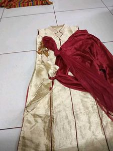 Elegant Cream &amp; Maroon Salwar Kameez