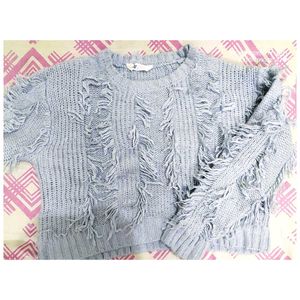 Blue Fringe Sweater