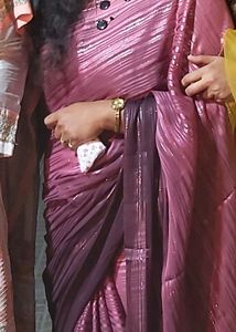 Party Wear Brinjal Colour Dual Shade Saree