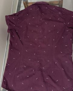 Mast&amp;Harbour Burgundy Pure Cotton Shirt