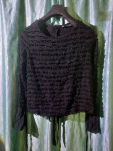 Zara Textured Black Blouse
