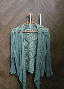 Green Lace Crochet Cardigan