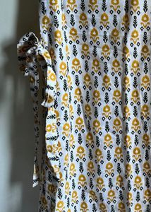 White Printed Short Dress (Side Tie-Up)