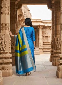 Elegant Blue Kurta Set with Dhupata 💫