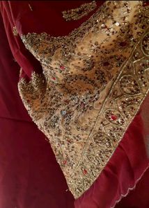 Rich Saree Embroidery Red Ruby Like Stones