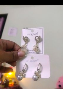 Two Pair Korean Gold Plated Earrings