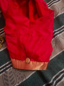 Red Banarasi light weight Saree with designer blou