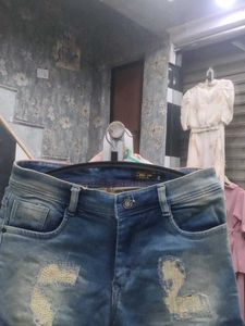 Distressed Denim Cargo Shorts