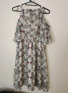 Cold-Shoulder Floral A-Line Dress