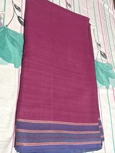 Pink Saree with Blue Border